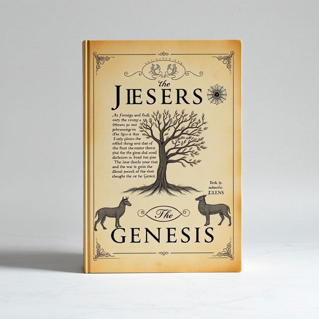 A highly academic and professional book cover design for a theological text focusing on Jesus Christ and the fulfillment themes in the Book of Genesis