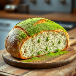 An impactful image of a loaf of bread with visible signs of pesticide contamination