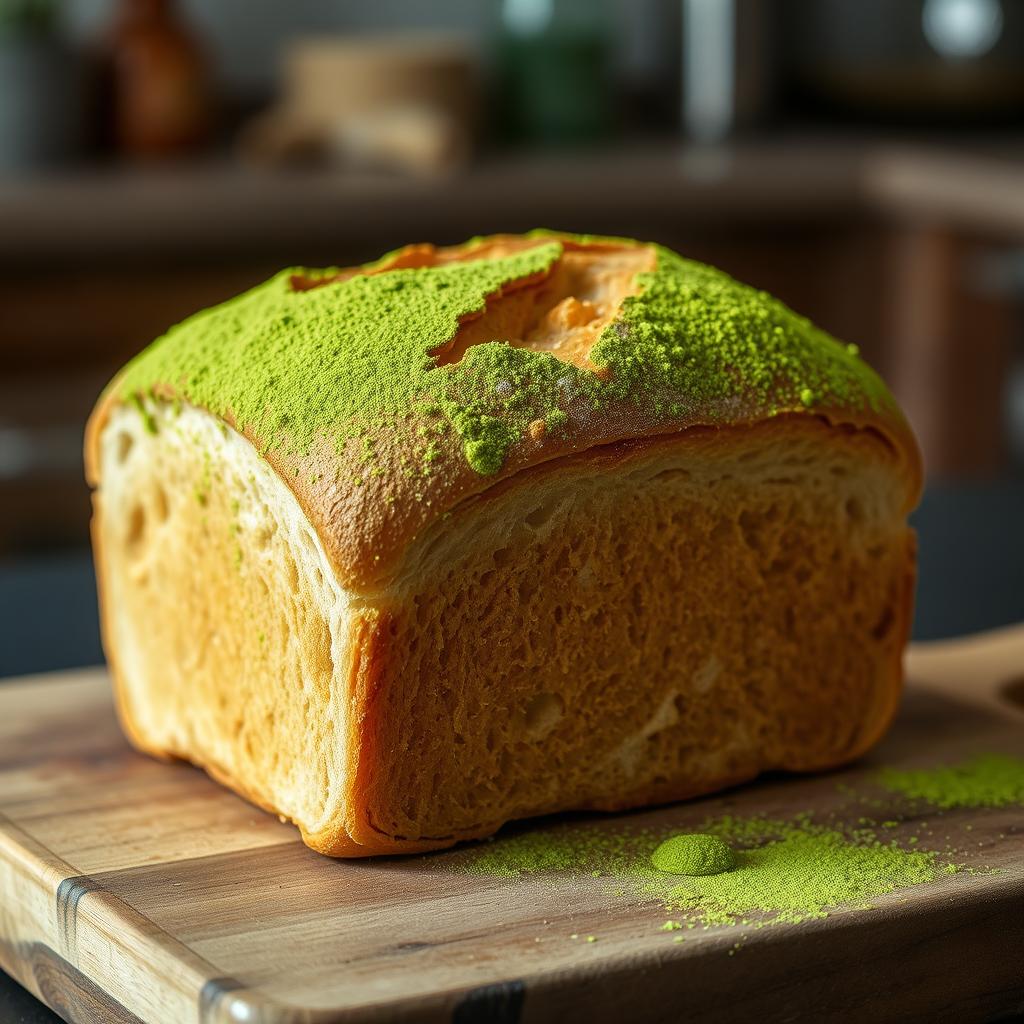 An impactful image of a loaf of bread with visible signs of pesticide contamination