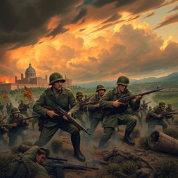 Epic illustration capturing the intense atmosphere of the Spanish Civil War