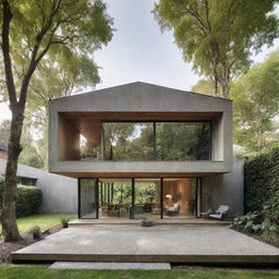 Exterior view of a striking house combined with workspace, utilizing principles of biomimicry architecture, suitable for a fashion designer's creativity