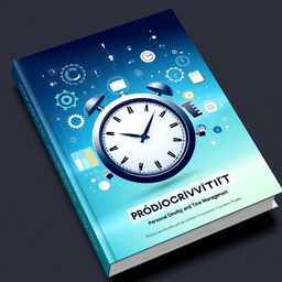 A visually striking book cover designed for a personal development guide focused on productivity and time management, executed in a digital-art style