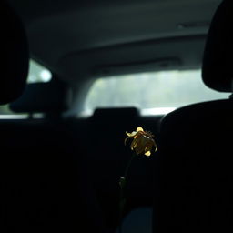 A close-up of the back seat of the car, focusing on where a woman had been sitting