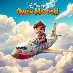 A fictional Disney-inspired movie cover featuring a young boy named Owen Mazoski in an adventurous, fantasy setting