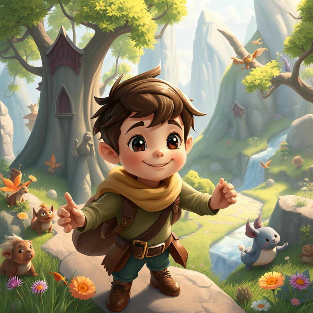 A fantasy adventure featuring a young boy named Owen Mazoski, depicted in a whimsical, imaginative landscape