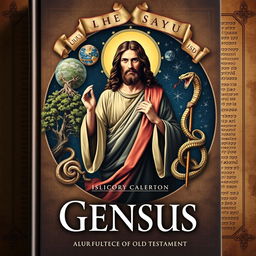 A scholarly book cover illustrating Jesus surrounded by specific Genesis motifs to signify fulfillment of Old Testament prophecies