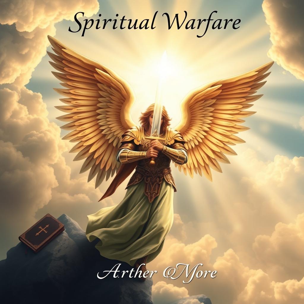 A captivating Christian book cover depicting the concept of spiritual warfare