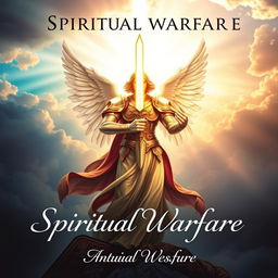 A captivating Christian book cover depicting the concept of spiritual warfare