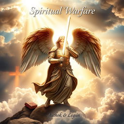 A captivating Christian book cover depicting the concept of spiritual warfare