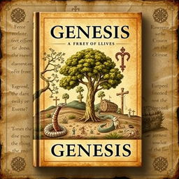 A historical and scholarly book cover depicting images from Genesis, tied with the early church themes, without depicting Jesus' face