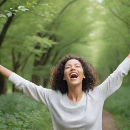 A joyful person in nature, who has just discovered that they can rejoice without fear