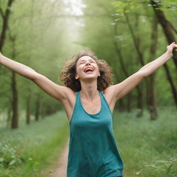 A joyful person in nature, who has just discovered that they can rejoice without fear