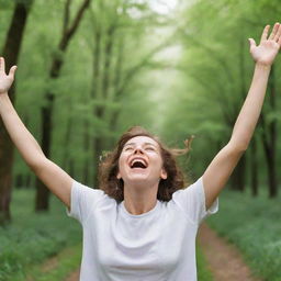 A joyful person in nature, who has just discovered that they can rejoice without fear