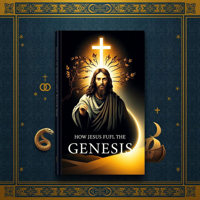 A professionally designed theological book cover illustrating how Jesus fulfills the Book of Genesis