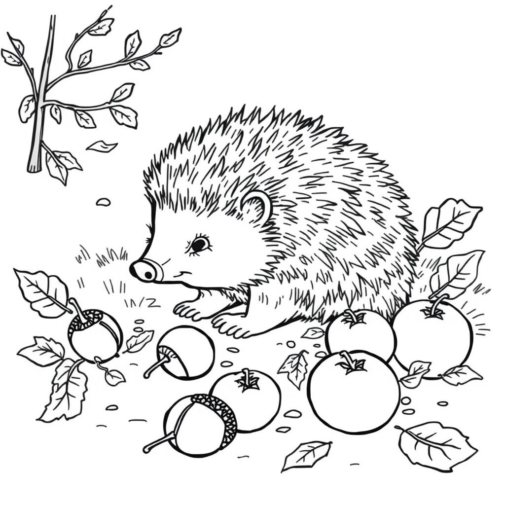 Black and white coloring book illustration capturing the essence of fall and winter