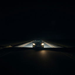 A man driving his car on a lonely road at night, encapsulating the solitude of a remote journey