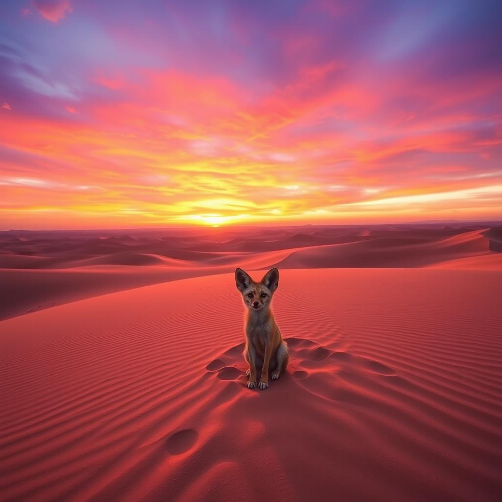 A stunning landscape view of a vast desert during sunset