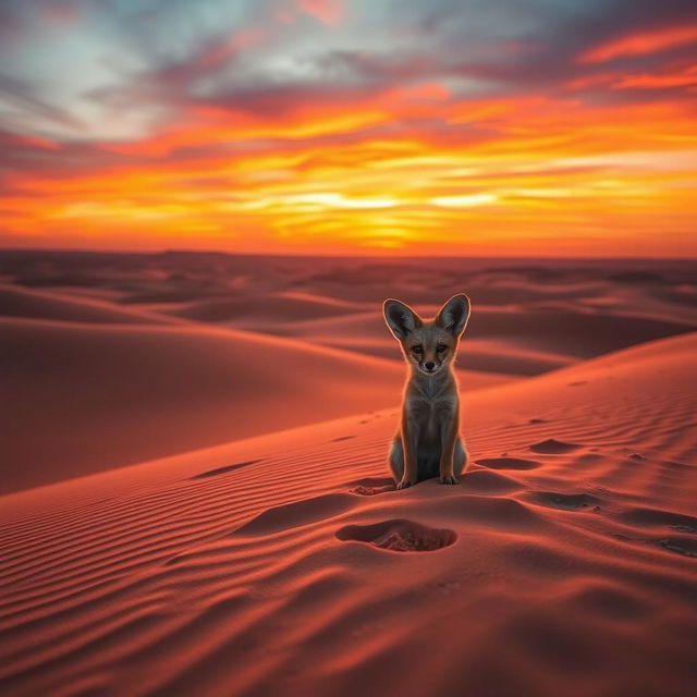 A stunning landscape view of a vast desert during sunset