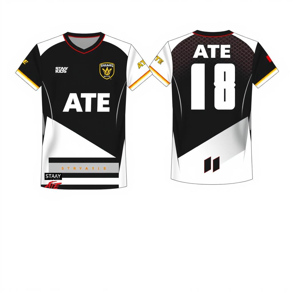 Modern and stylish jersey design with short sleeves inspired by the K-pop theme of Stray Kids' album "ATE"