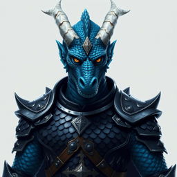 A male dragonborn paladin of the chromatic blue race, exuding the noble and heroic demeanor typical of his class