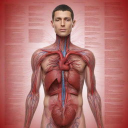 A detailed and educational poster, showcasing the human blood circulatory system, all text in Albanian. Arteries, veins, and heart are in vibrant colors against a contrasting background. Include labeled key components with brief Albanian descriptions.