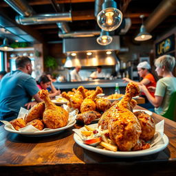 A vibrant and inviting scene showcasing a broaster chicken restaurant