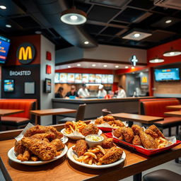 A vibrant and inviting scene showcasing a broaster chicken fast food restaurant