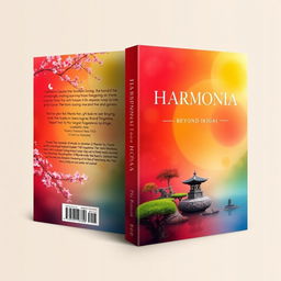 An elegant and thought-provoking book cover design for "Harmonia - Beyond Ikigai