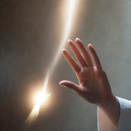 A nun's hand reaching out, infused with the ethereal glow of the Holy Spirit