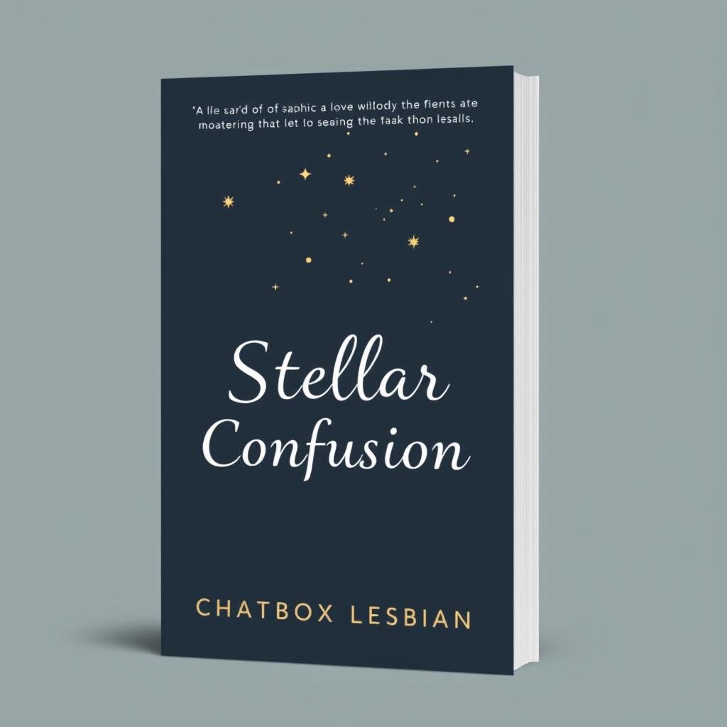 A minimalist book cover design for a sapphic romance novel titled 'Stellar Confusion' by Chatbox Lesbian