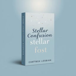 A minimalist book cover design for a sapphic romance novel titled 'Stellar Confusion' by Chatbox Lesbian