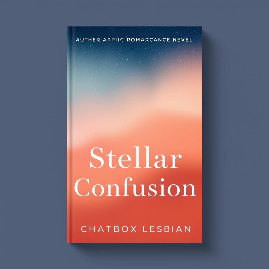 A minimalist book cover design for a sapphic romance novel titled 'Stellar Confusion' by Chatbox Lesbian