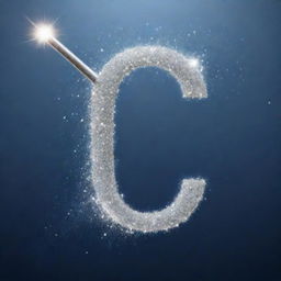 A silver magical wand with sparkles surrounding it, forming the letter C in a flurry of magic.