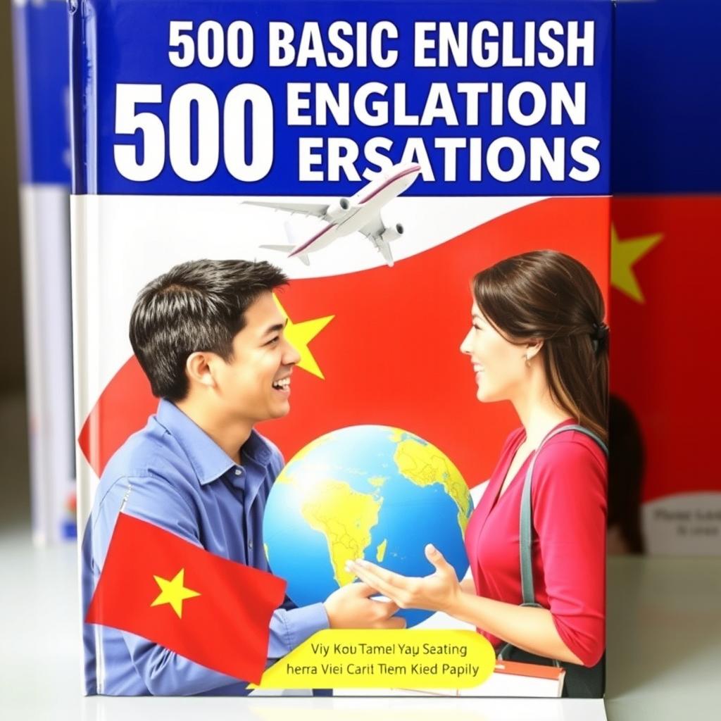 An educational-themed book cover featuring a man and a woman engaged in a lively conversation