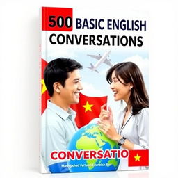 An educational-themed book cover featuring a man and a woman engaged in a lively conversation