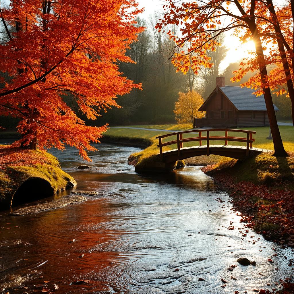 Create an image featuring a serene autumn landscape