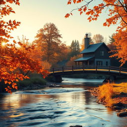 Create an image featuring a serene autumn landscape