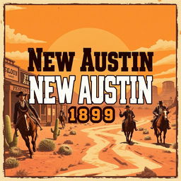 A vintage-style poster for New Austin around the year 1899, inspired by the Red Dead Redemption 2 role-playing era