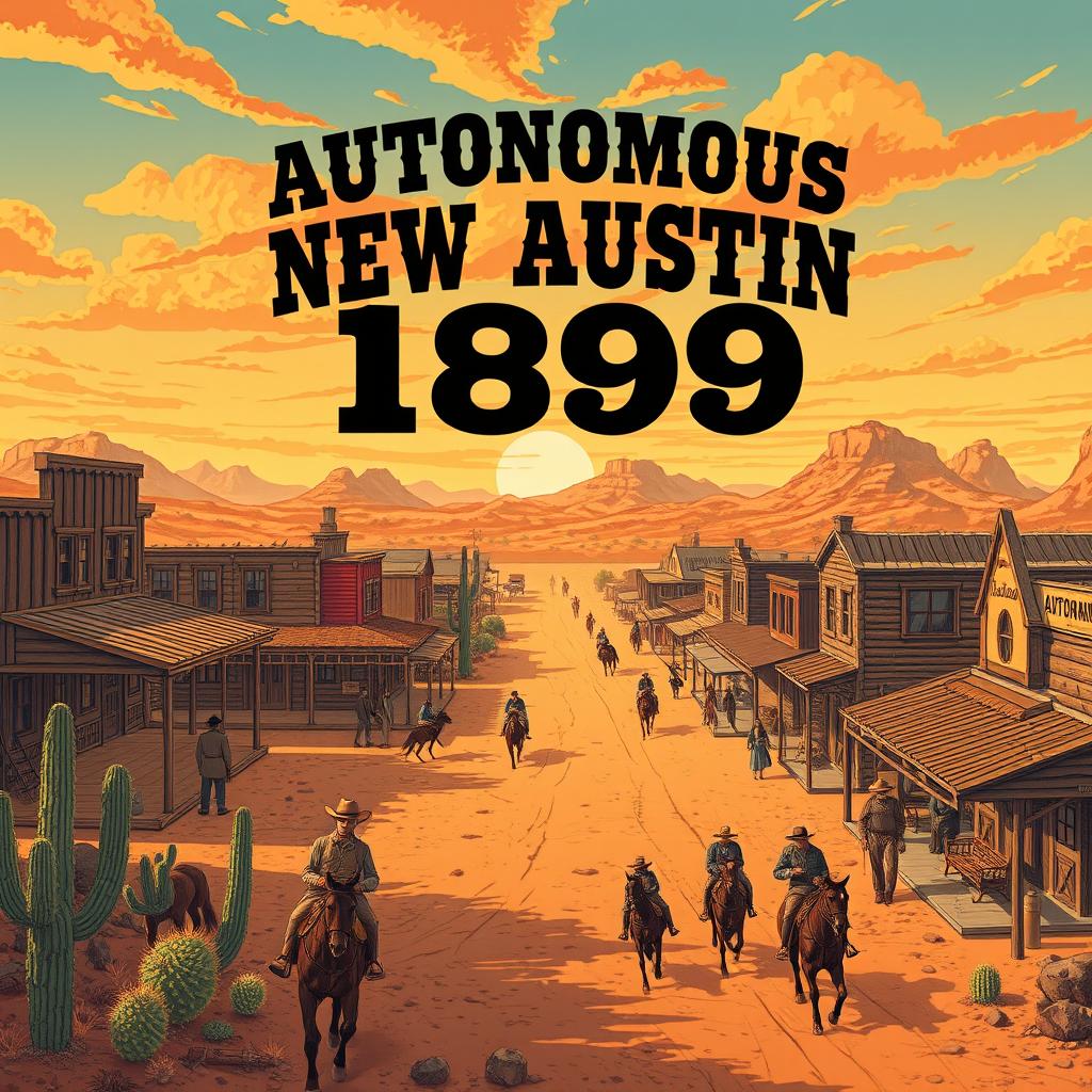 Autonomous New Austin depicted in the style of a 1899 poster