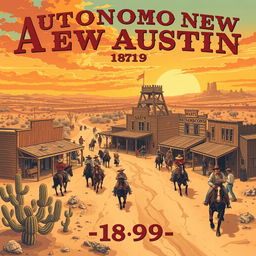 Autonomous New Austin depicted in the style of a 1899 poster