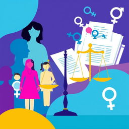 A conceptual illustration focusing on gender-responsive policy, depicted through symbolic elements