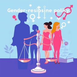 A conceptual illustration focusing on gender-responsive policy, depicted through symbolic elements