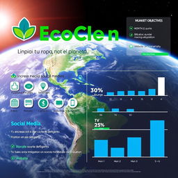 A detailed promotional image for EcoClean, featuring a captivating view of the Earth from space as a background