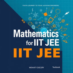 A textbook cover for 'Mathematics for IIT JEE', featuring modern and dynamic design elements that appeal to young aspiring engineers