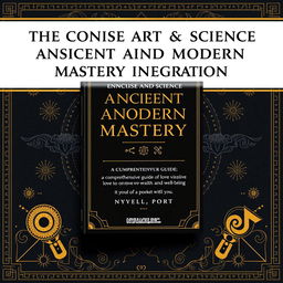 Book mockup poster design with the title "The Concise Art and Science of Ancient and Modern Mastery Integration: A Comprehensive Guide to Love, Wisdom, Wealth and Well-Being" by "Nyalloe, Inc