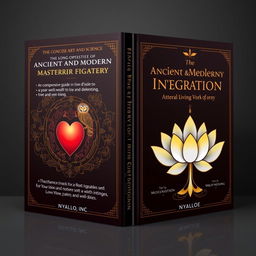 A stunning book cover design for 'The Concise Art and Science of Ancient and Modern Mastery Integration: A Comprehensive Guide to Love, Wisdom, Wealth and Well-Being' by Nyalloe, Inc