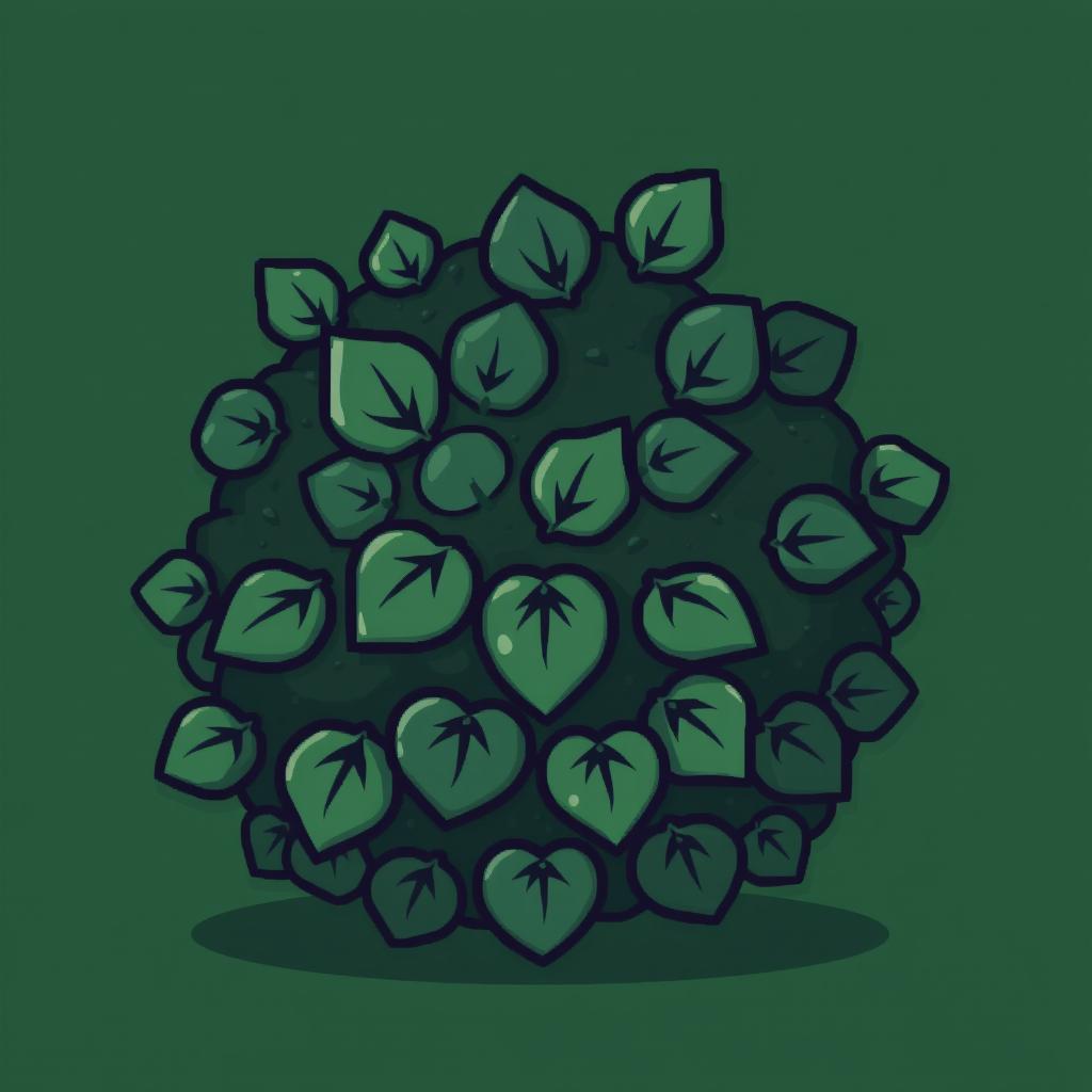 A 64x64 pixel art depiction of a dark green bush, created in a cartoon style