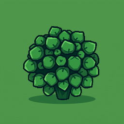 A 64x64 pixel art depiction of a dark green bush, created in a cartoon style