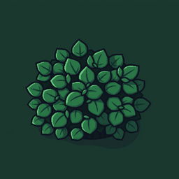 A 64x64 pixel art depiction of a dark green bush, created in a cartoon style