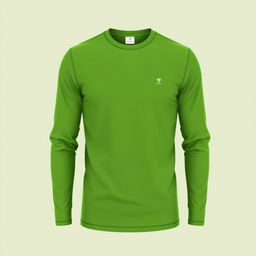 A stylish long-sleeved T-shirt design in a rich, vibrant green color